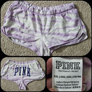 SIZE XXL VICTORIA'S SECRET PINK shorts elastic waist purple white (B116)